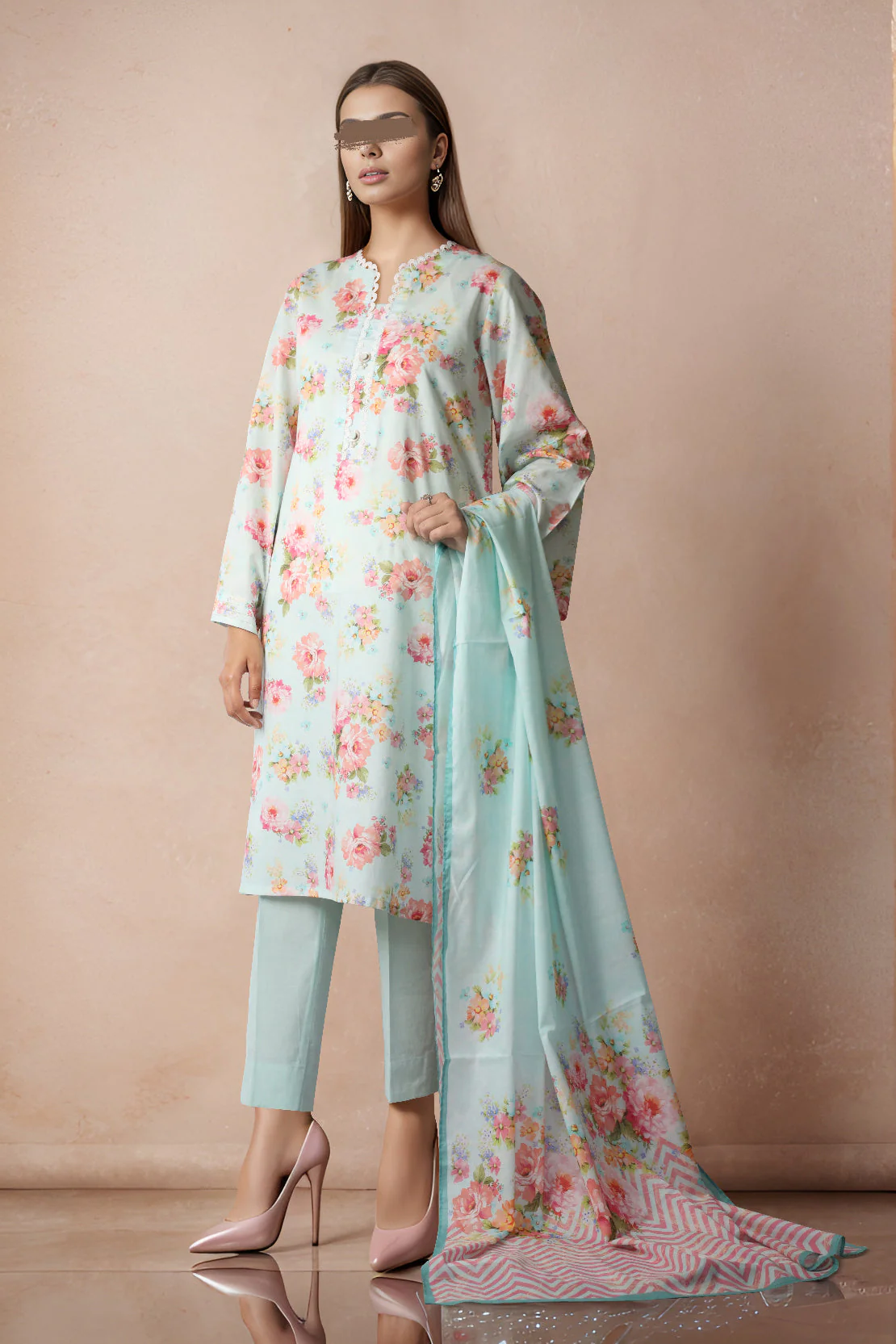 Printed Cambric Stitched 2 Piece (Shirt/Dupatta) - Image 2