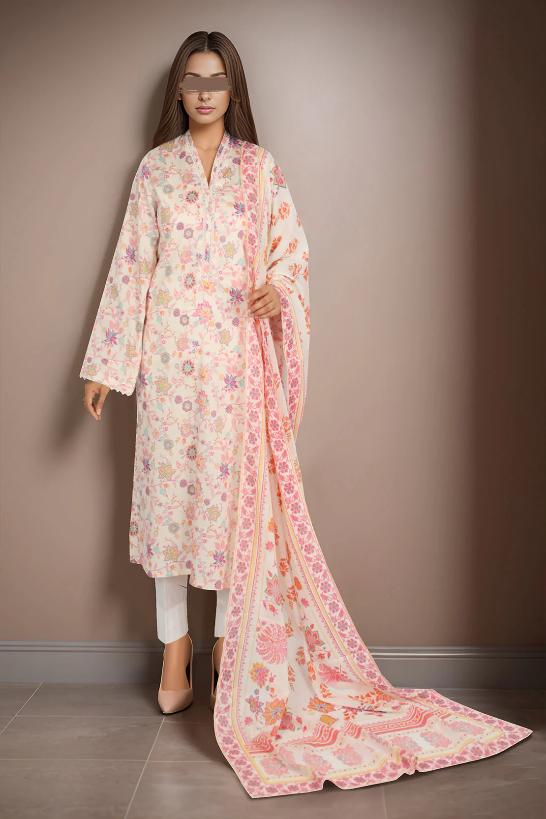 Printed Cambric Stitched 2 Piece (Shirt/Dupatta)