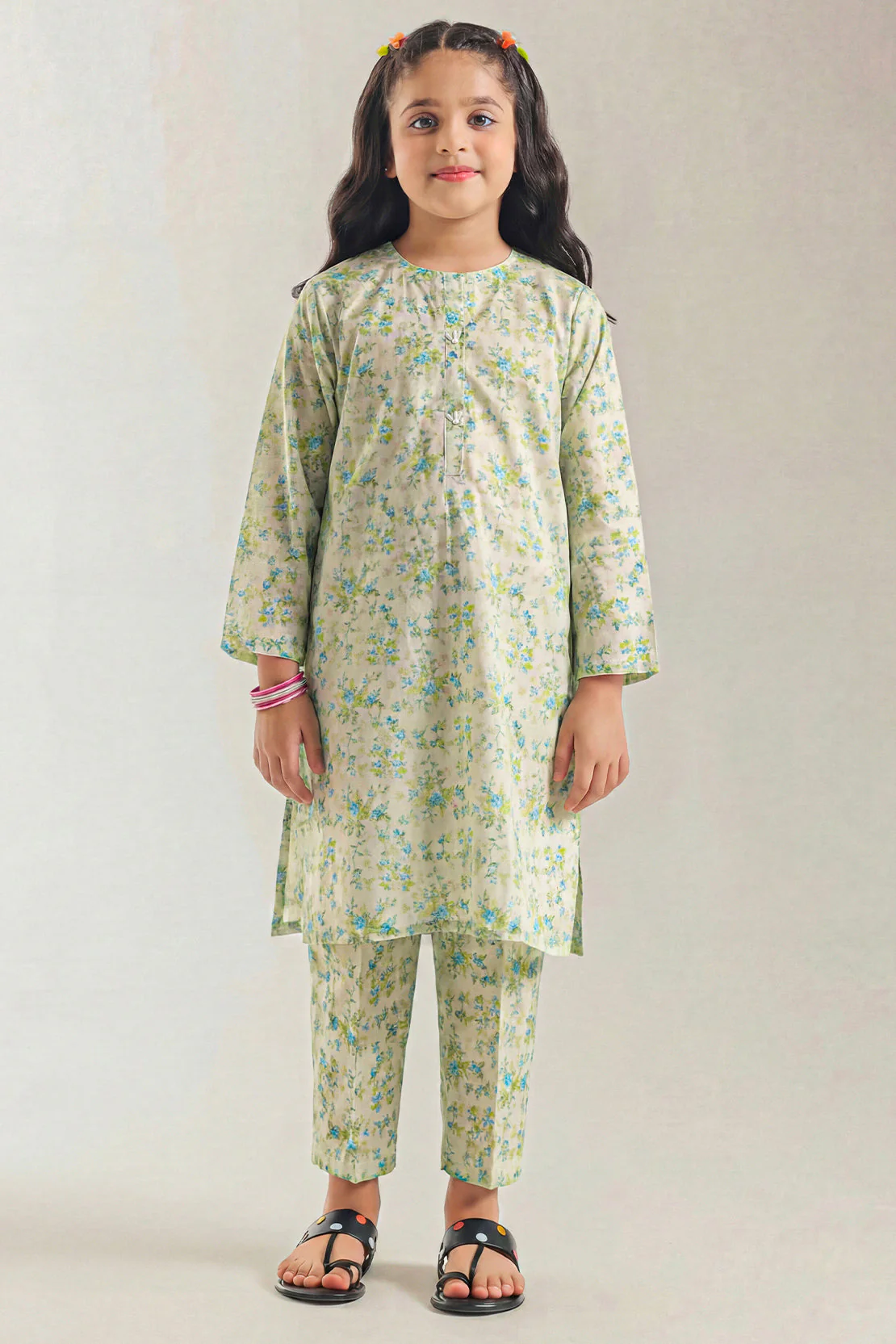 Printed Cambric Stitched 2 Piece (Shirt/Trouser) For Kids