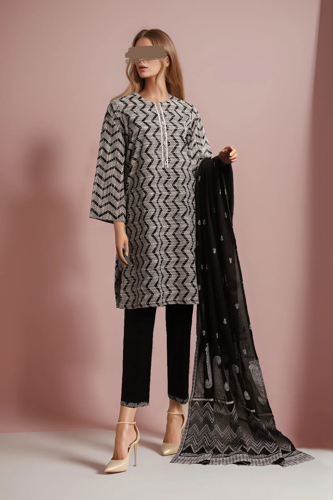 Printed Cambric Stitched 3 Piece
