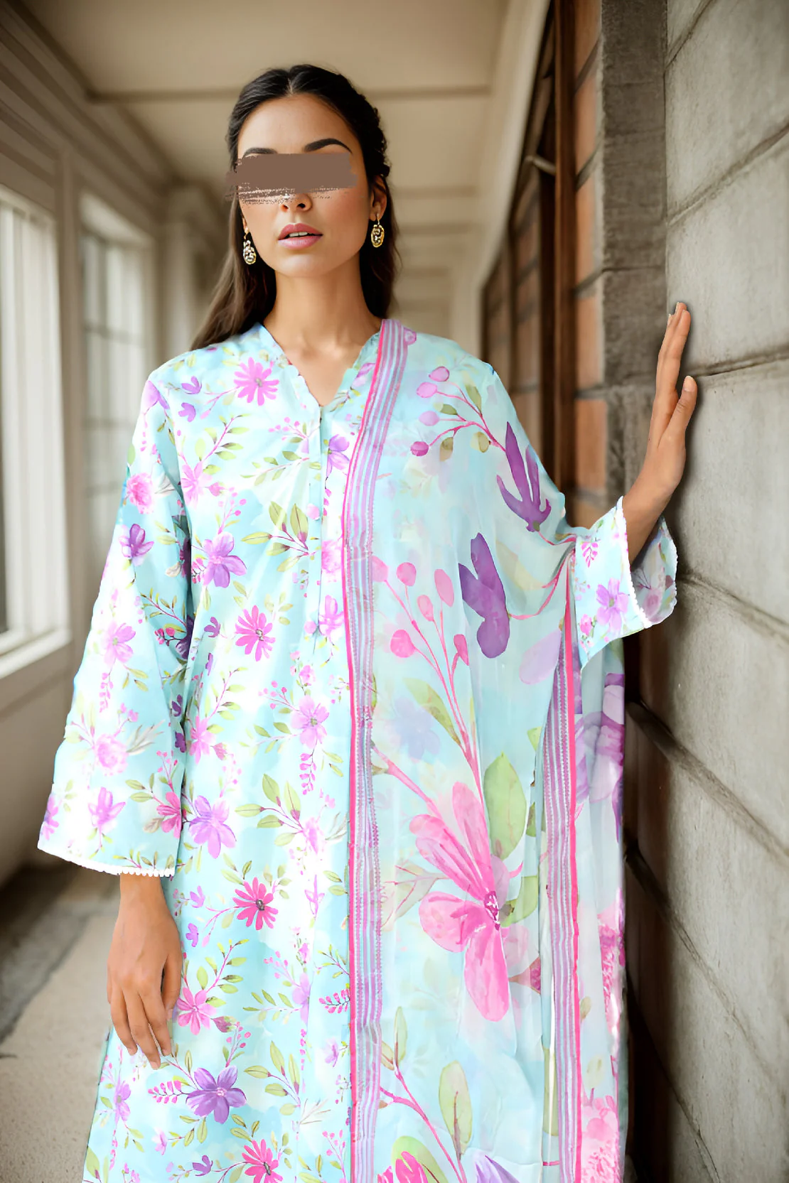 Printed Cambric Stitched 3 Piece - Image 2