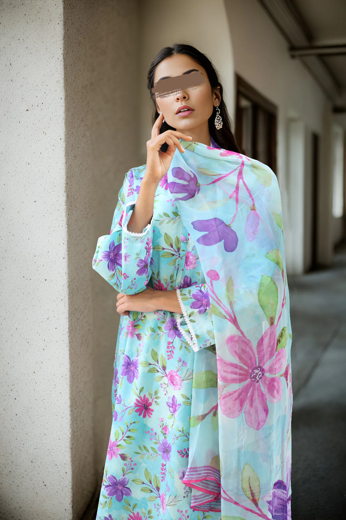 Printed Cambric Stitched 3 Piece - Image 3
