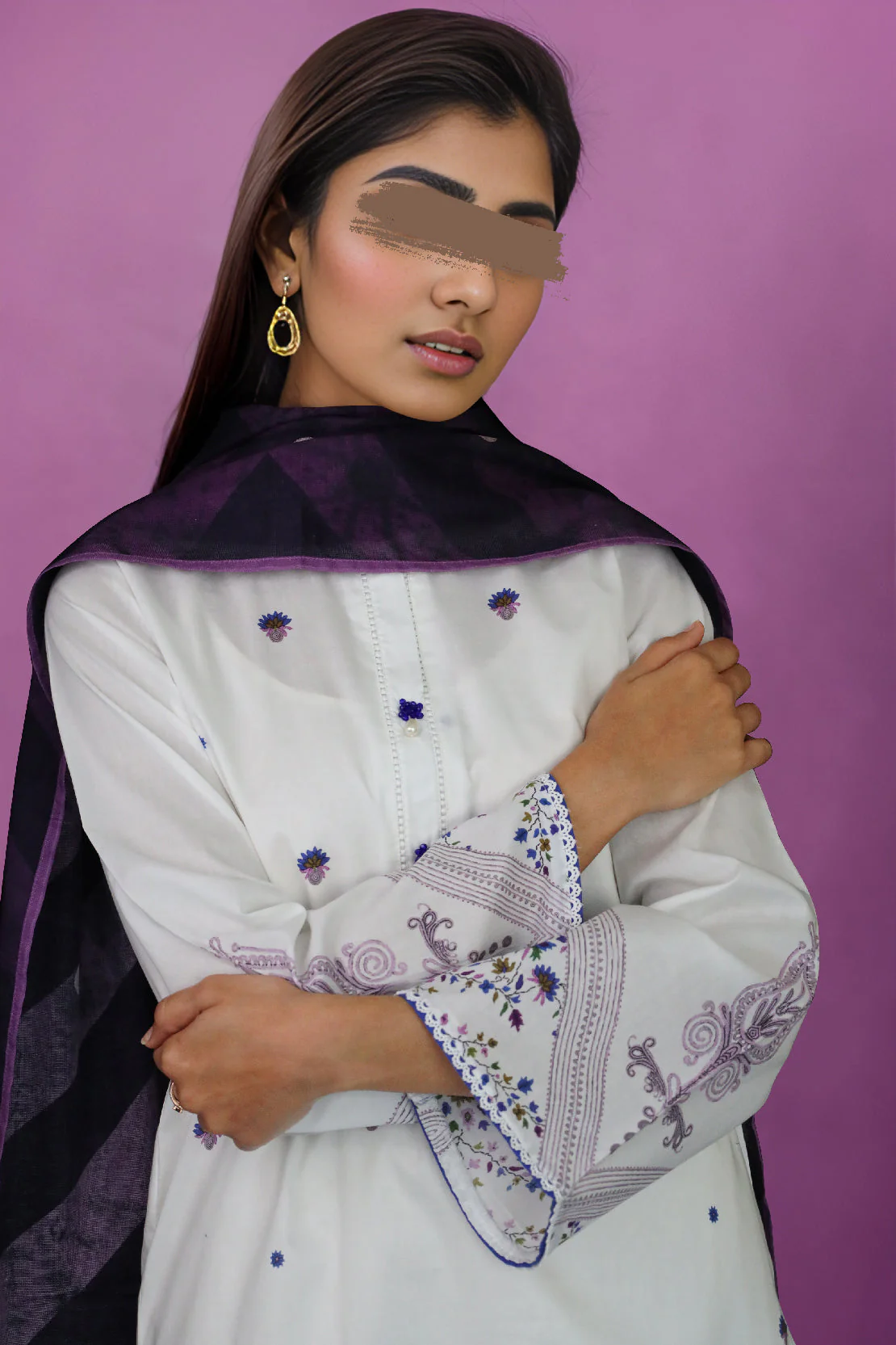 Printed Cambric Stitched 3 Piece - Image 2