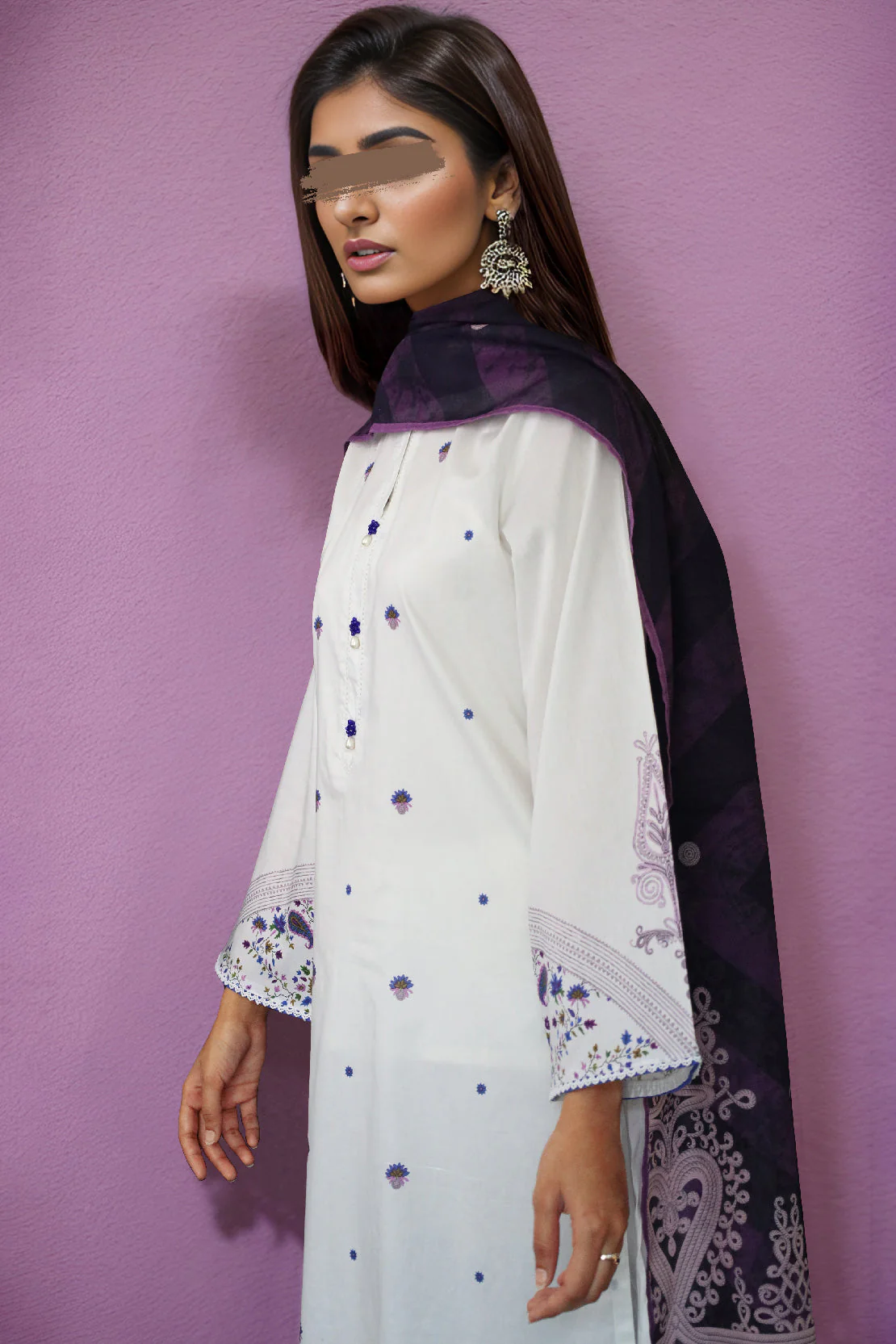 Printed Cambric Stitched 3 Piece - Image 3