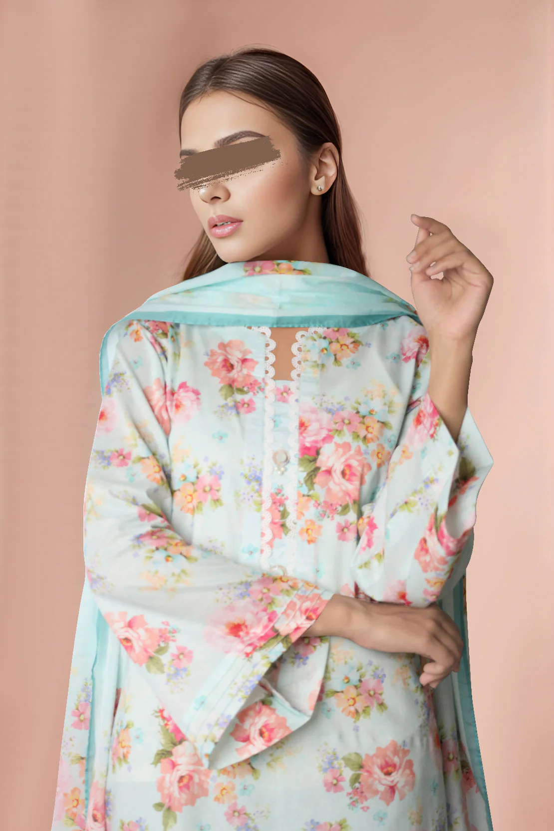 Printed Cambric Stitched 3 Piece - Image 3