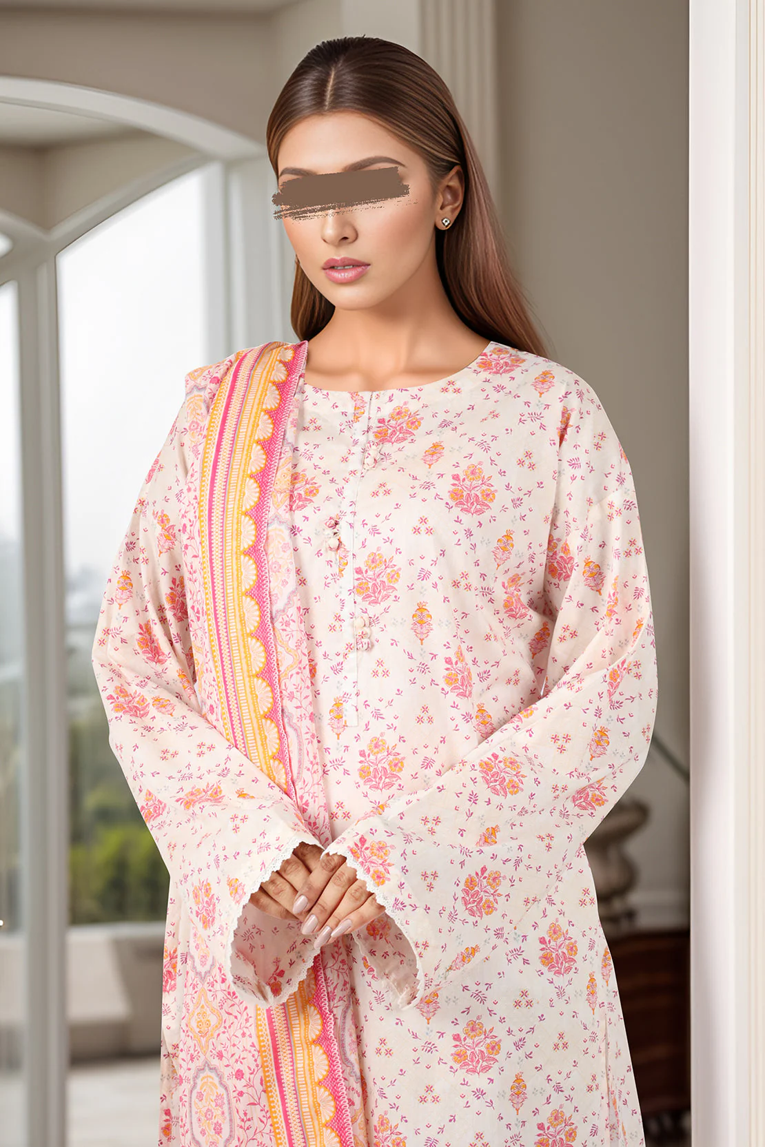 Printed Cambric Stitched 3 Piece - Image 3