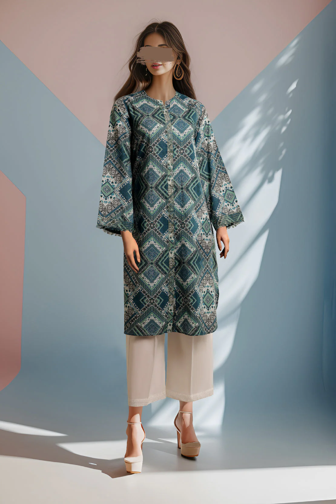 Printed Cambric Stitched Shirt
