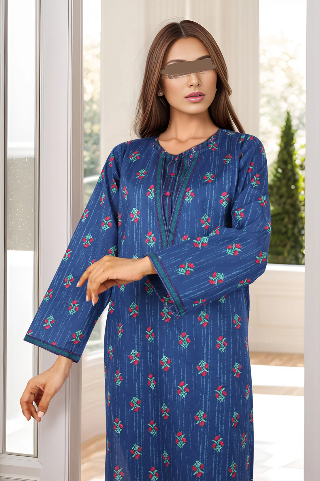 Printed Cambric Stitched Shirt - Image 2