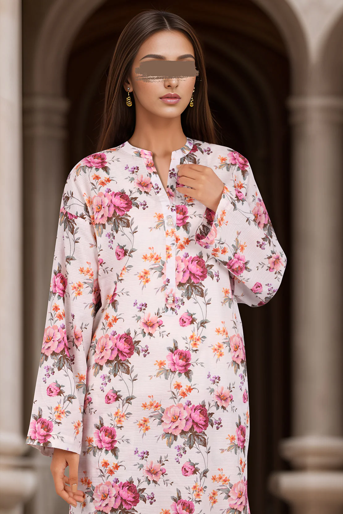 Printed Cambric Stitched Shirt - Image 2