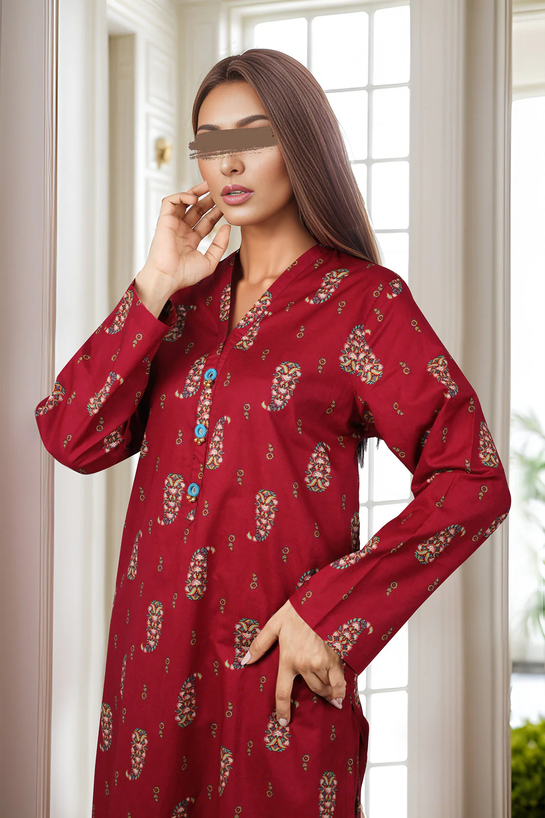 Printed Cambric Stitched Shirt - Image 2