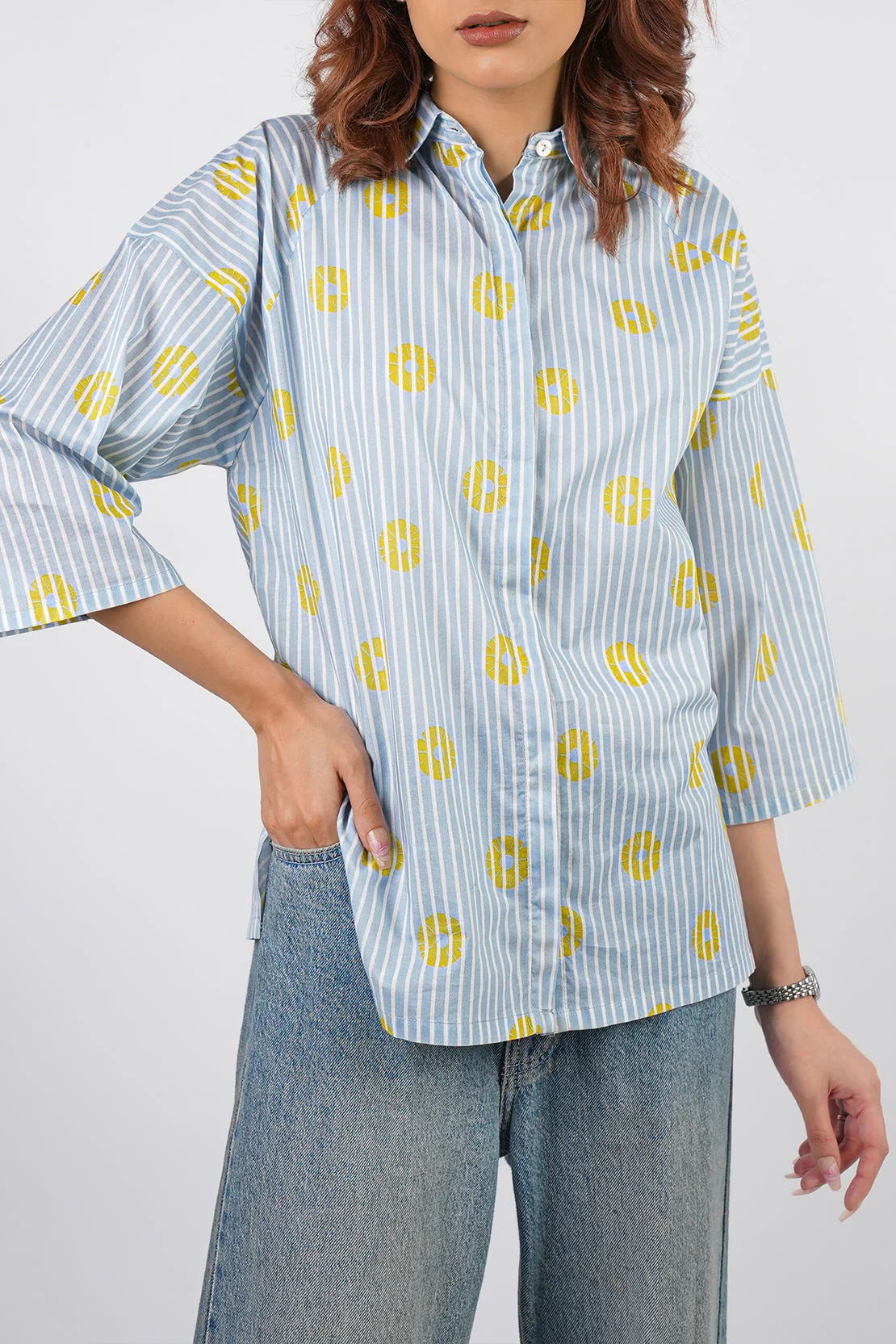 Printed Cambric Stitched Shirt - Image 6