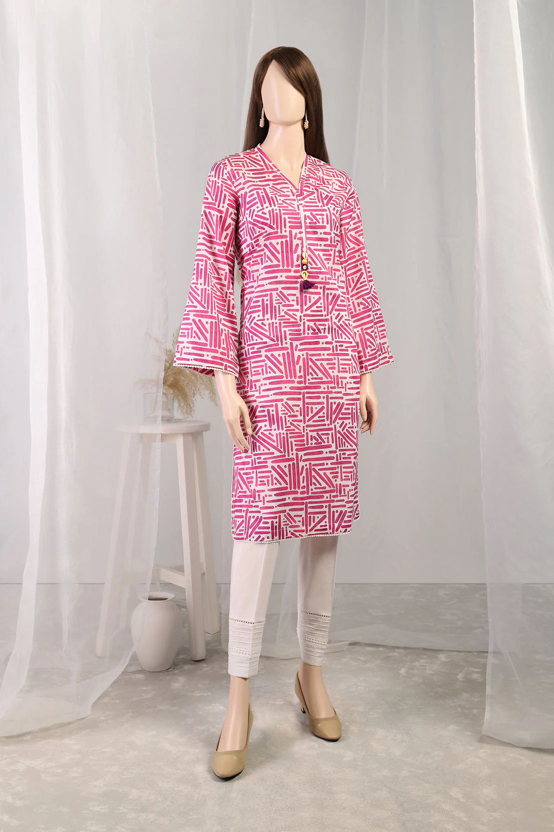 Printed Cambric Stitched Shirt