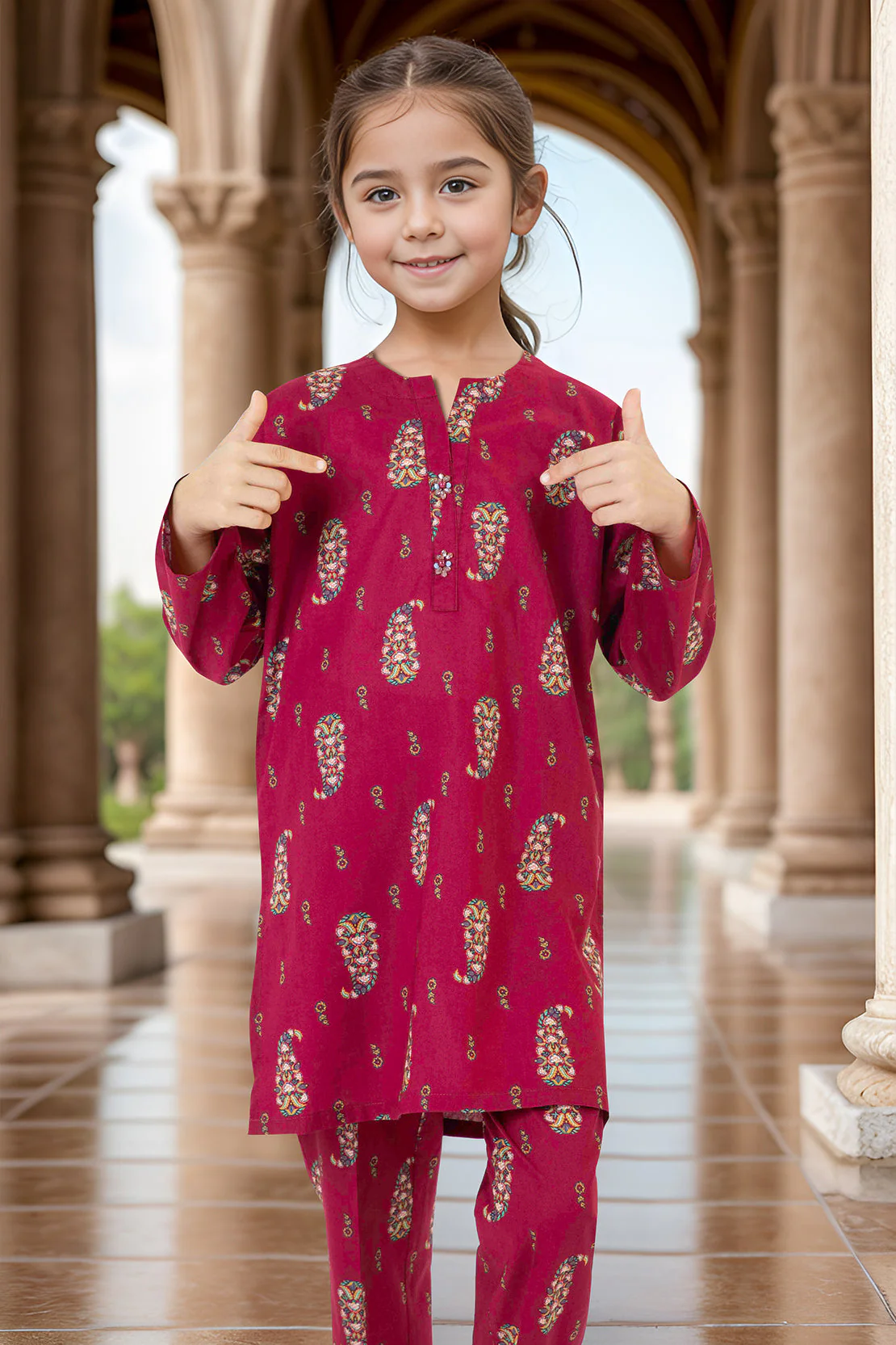 Printed Cambric Stitched Shirt/trouser For Kids - Image 2