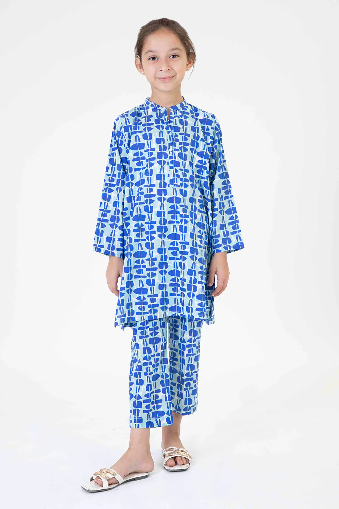 Printed Cambric Stitched Shirt/trouser For Kids