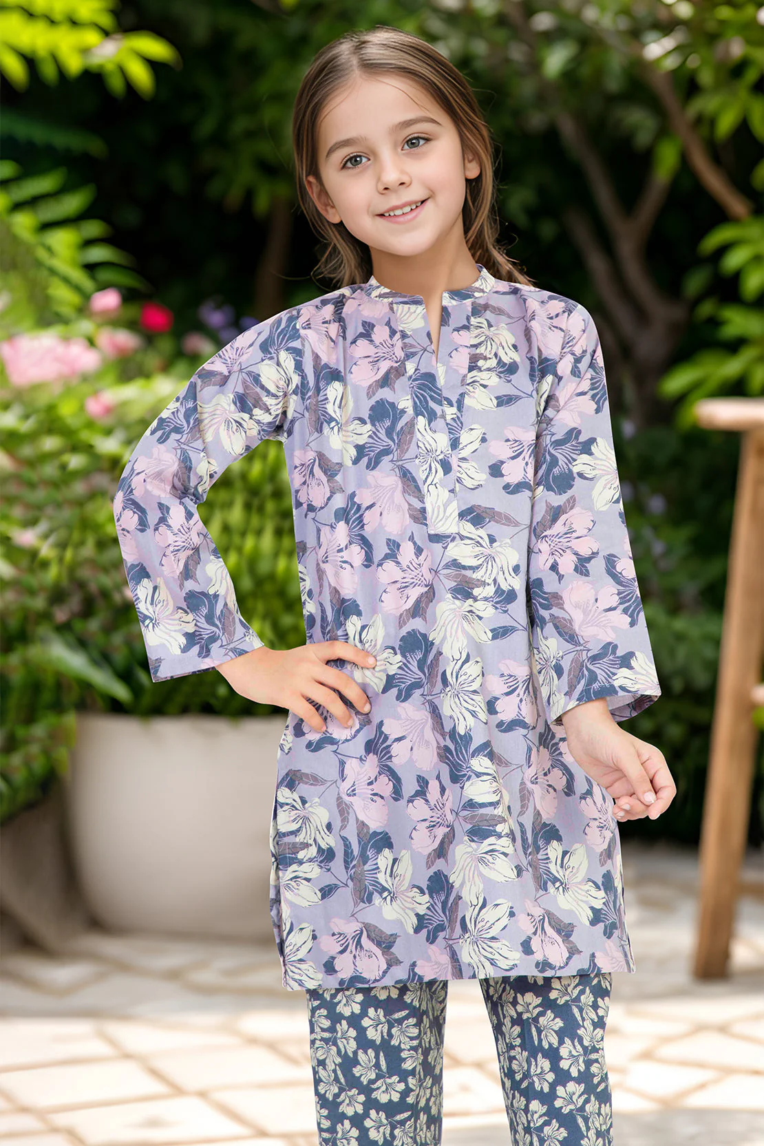 Printed Cambric Stitched Shirt/trouser For Kids - Image 2