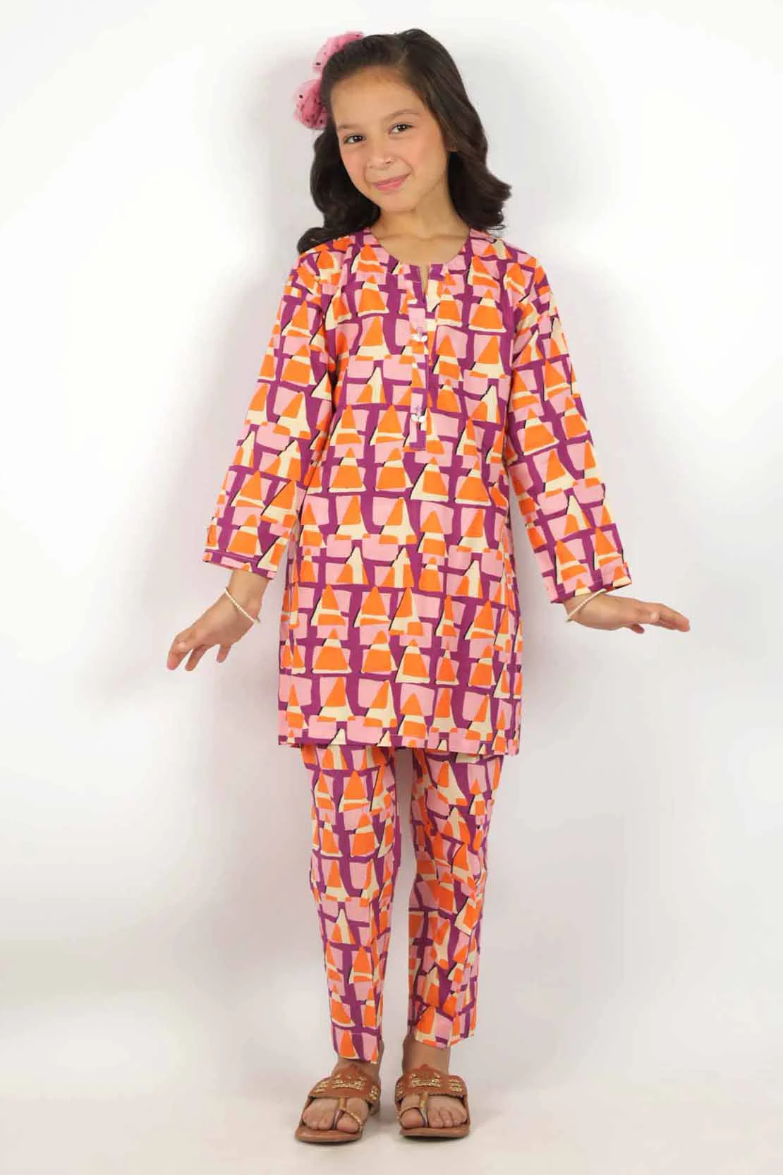 Printed Cambric Stitched Shirt/trouser For Kids