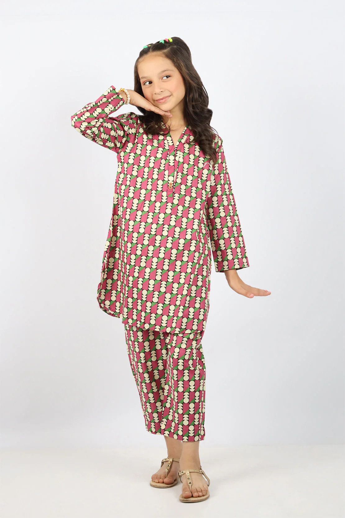 Printed Cambric Stitched Shirt/trouser For Kids