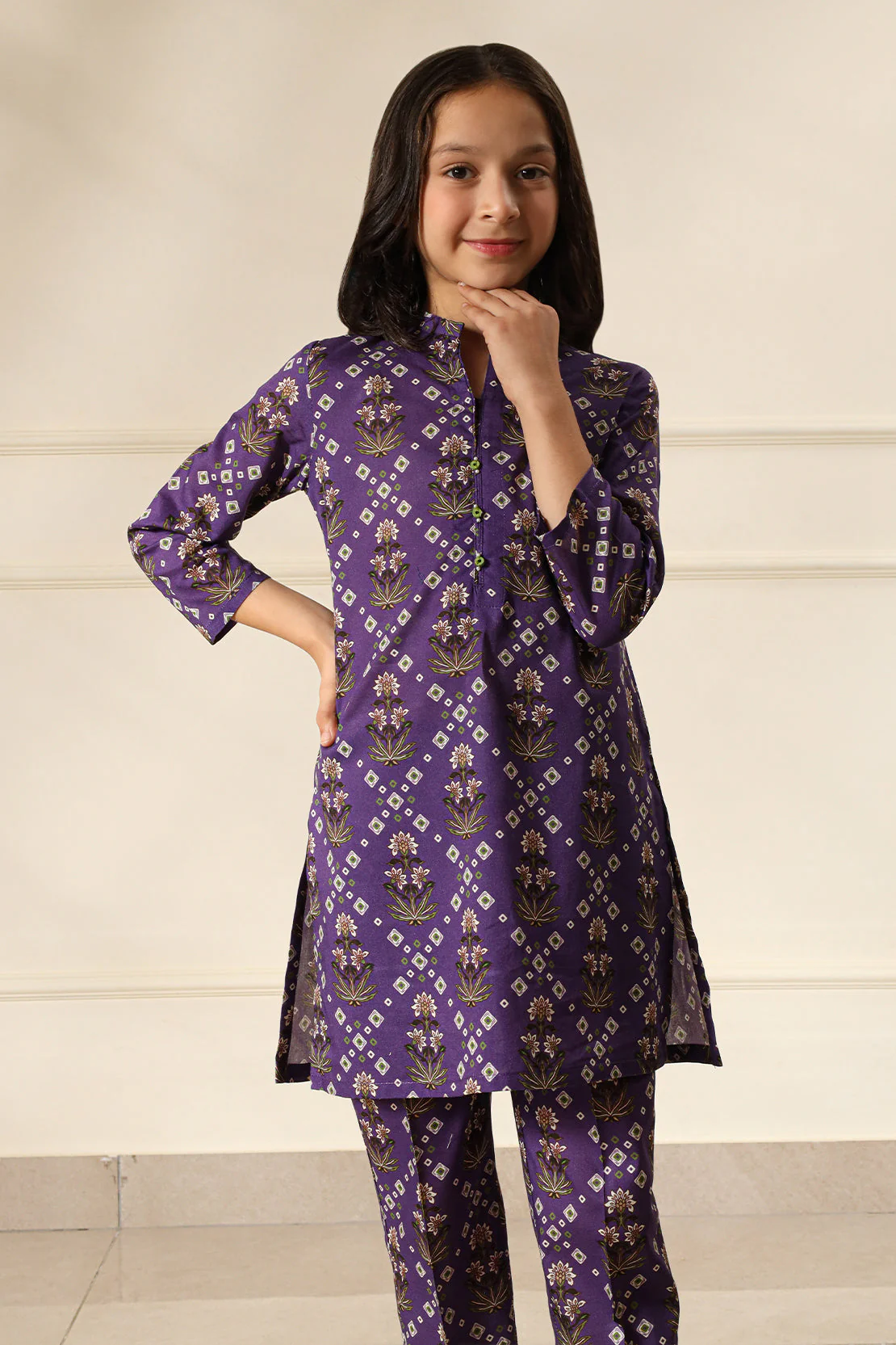 Printed Cambric Stitched Shirt/Trouser For Kids - Image 3