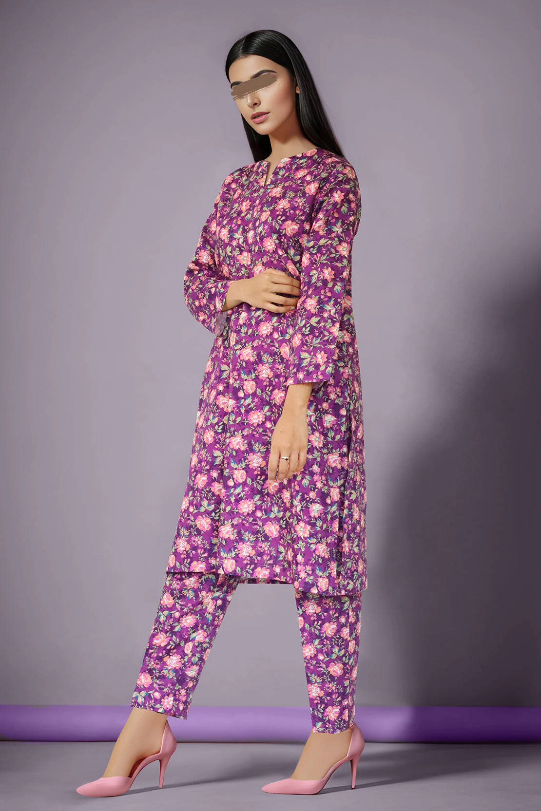 Printed Cotton Dobby Stitched 2 Piece (Shirt/Trouser) - Image 2