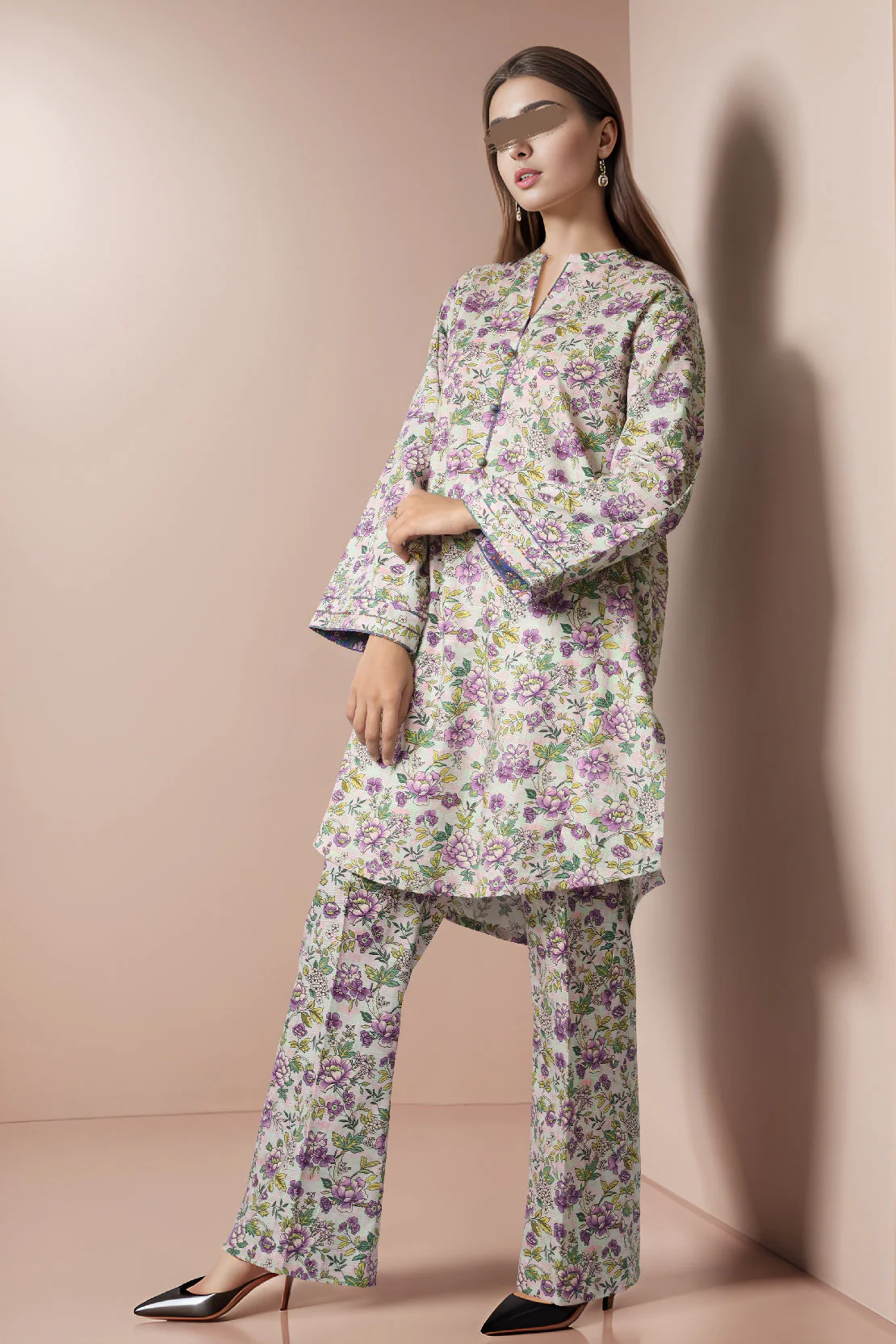 Printed Cotton Dobby Stitched 2 Piece (Shirt/Trouser) - Image 2