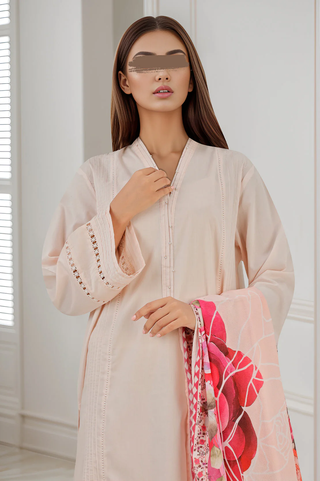 Printed Cotton Dobby Stitched 3 Piece - Image 3