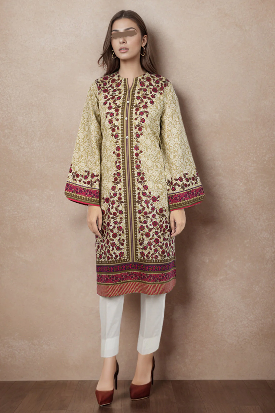 Printed Cotton Dobby Stitched Shirt