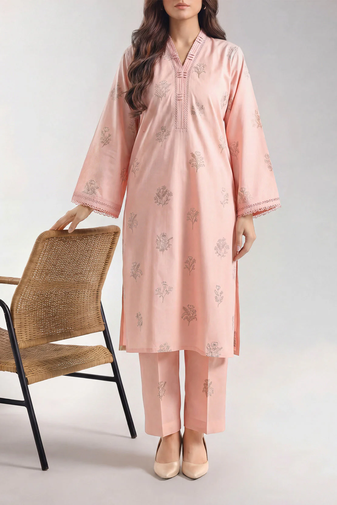 Printed Cotton Jacquard Stitched 2 Piece (Shirt/Trouser)