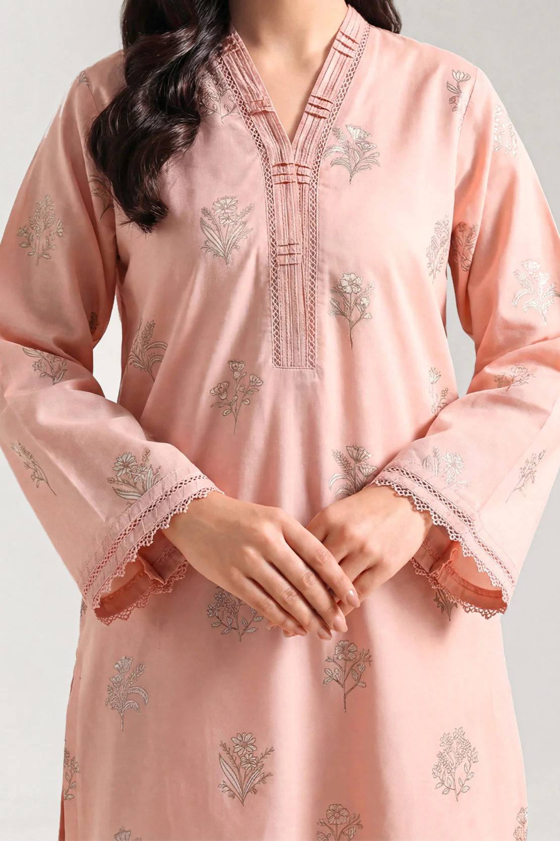 Printed Cotton Jacquard Stitched 2 Piece (Shirt/Trouser) - Image 2