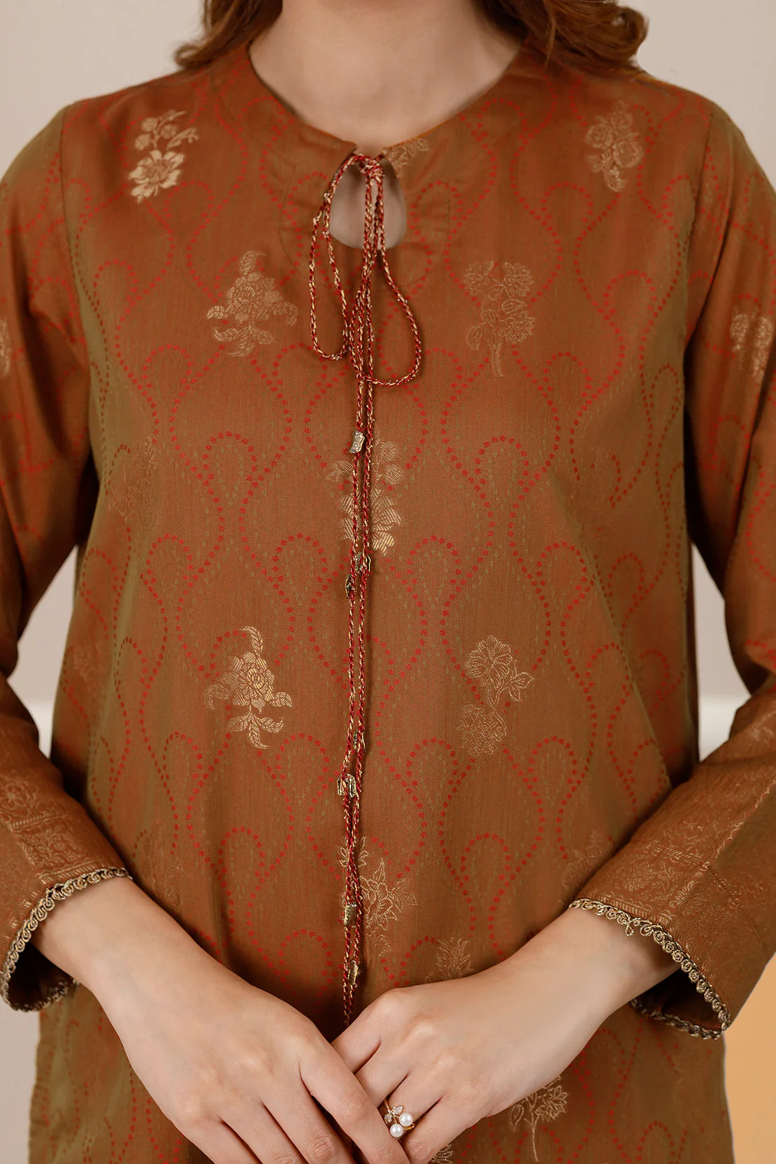 Printed Cotton Jacquard Stitched 3 Piece - Image 7