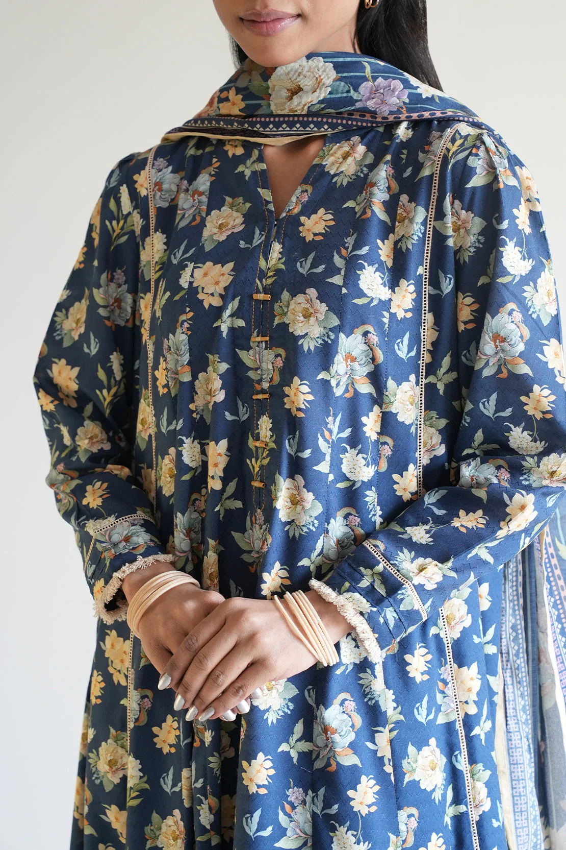 Printed Cotton Jacquard Stitched Shirt - Image 2