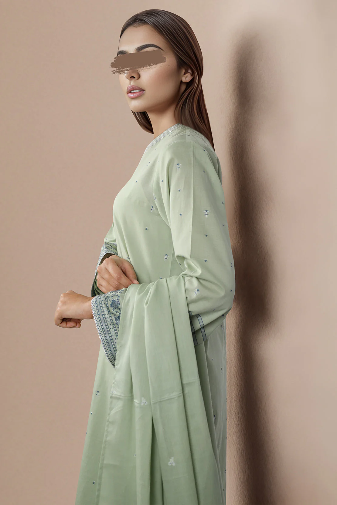 Printed Cotton Jacquard Stitched/Unstitched 3 Piece - Image 5