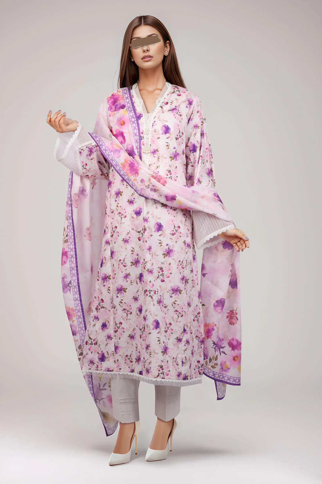 Printed Cotton Jacquard & Self Jacquard Stitched/Unstitched 3 Piece - Image 3