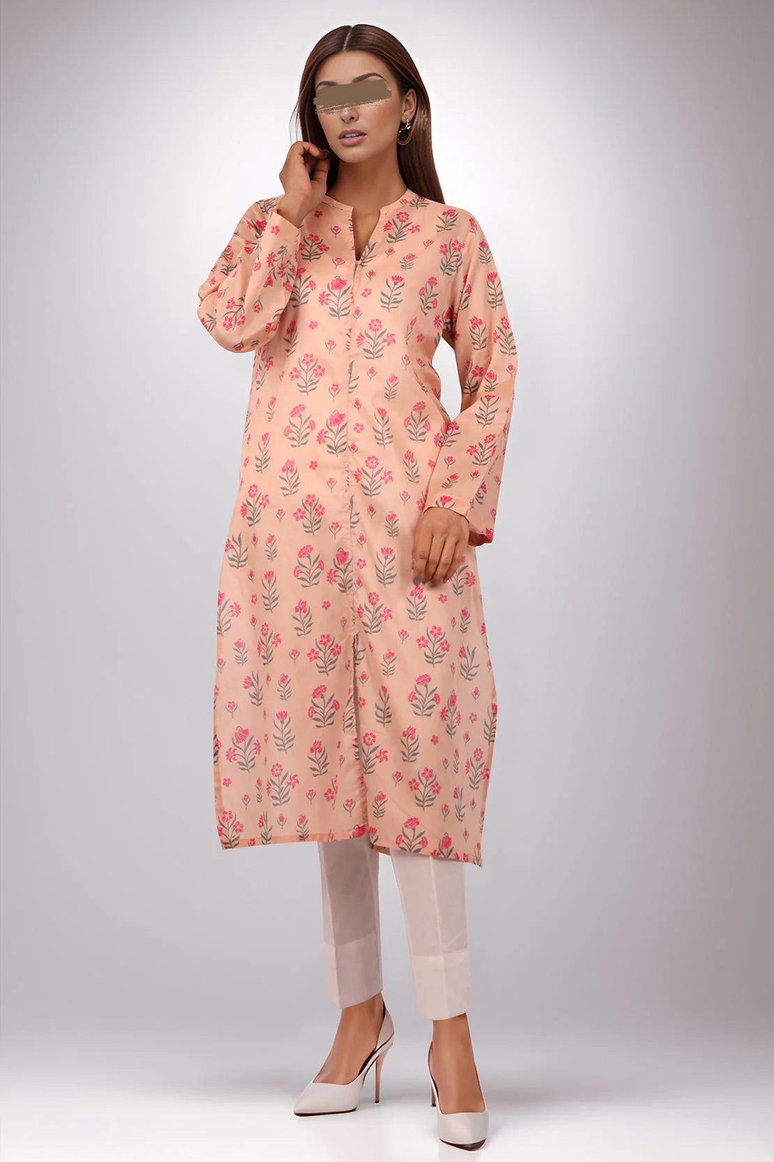 Printed Cotton Net Stitched Shirt