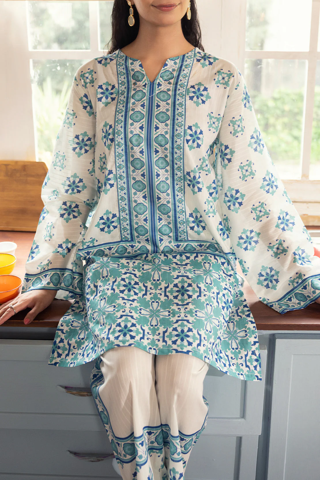 Printed Cotton Stitched 2 Piece (Shirt/Trouser) - Image 2