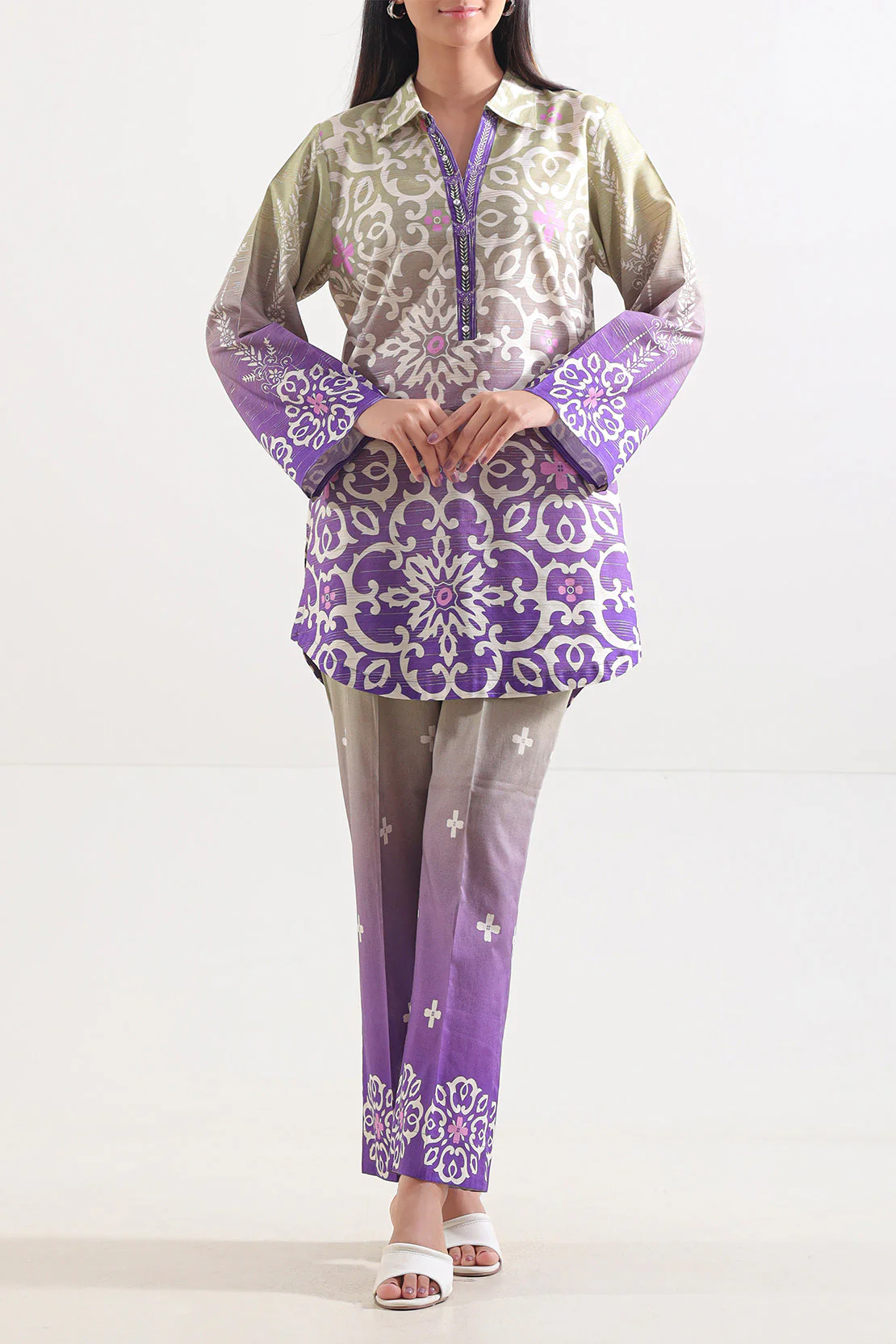 Printed Cotton Viscose Stitched 2 Piece (Shirt/Trouser)