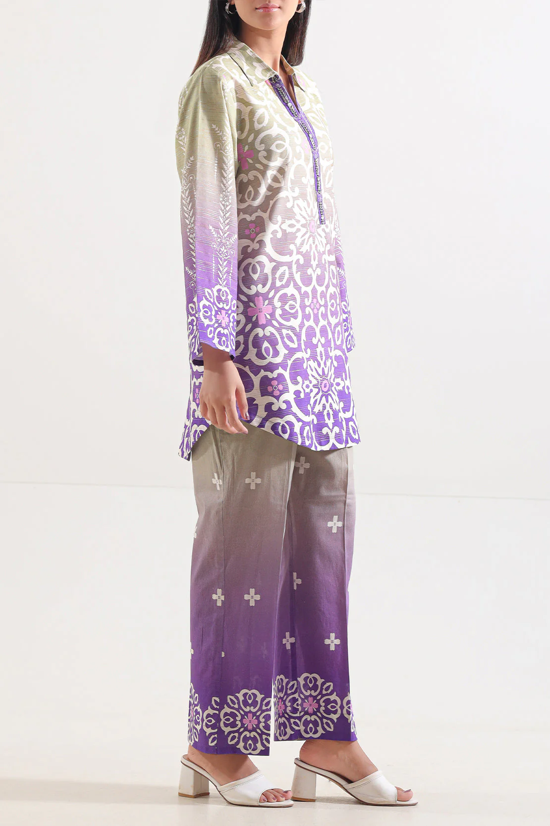 Printed Cotton Viscose Stitched 2 Piece (Shirt/Trouser) - Image 2