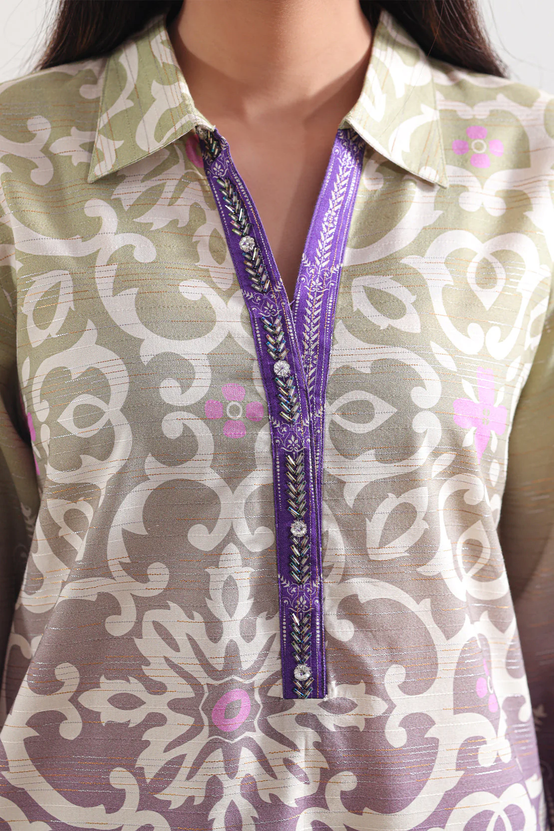 Printed Cotton Viscose Stitched 2 Piece (Shirt/Trouser) - Image 4
