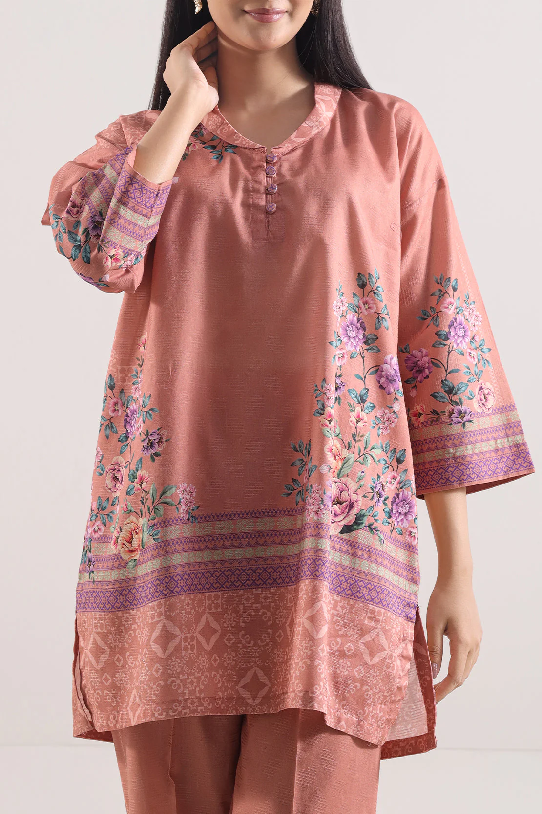 Printed Cotton Stitched 2 Piece (Shirt/Trouser) - Image 2