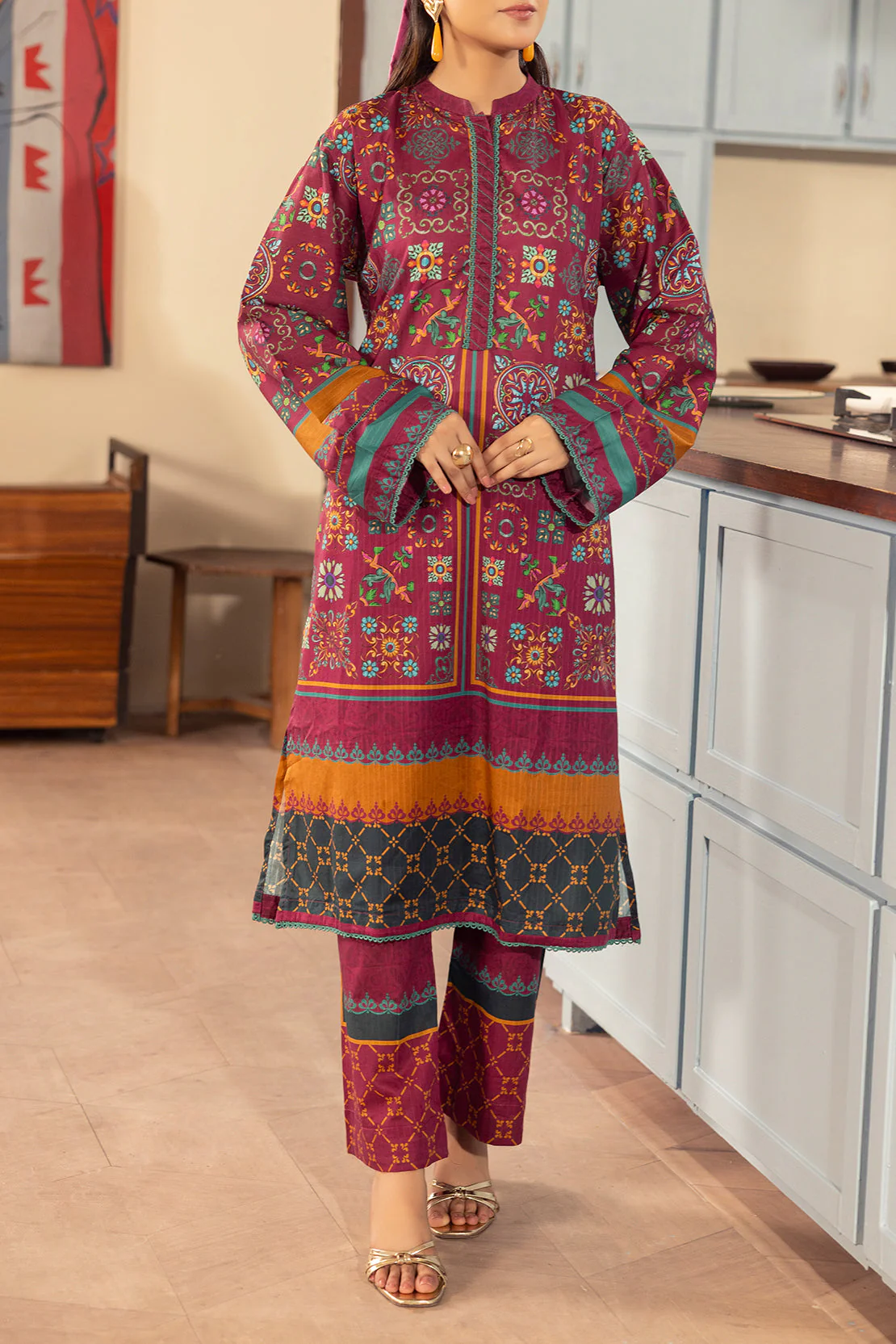 Printed Cotton Stitched Shirt