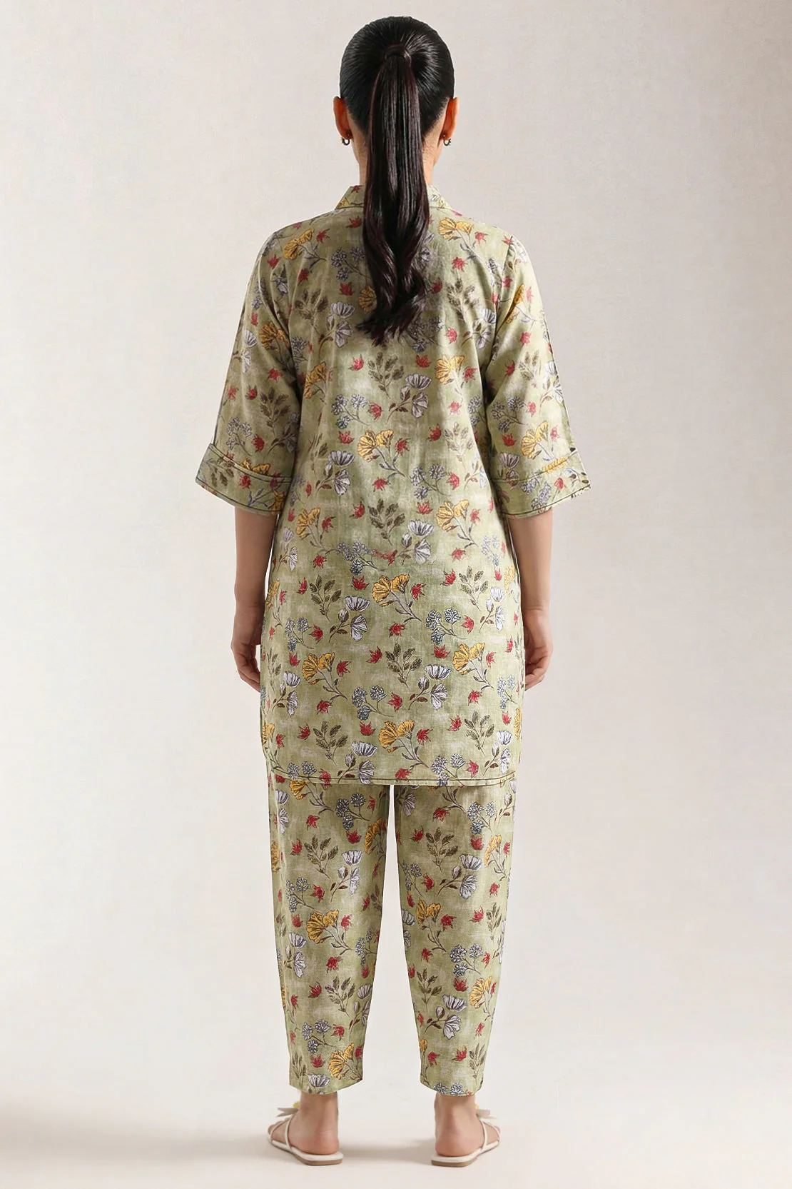 Printed Cotton Tencel Stitched 2 Piece (Shirt/Trouser) - Image 4