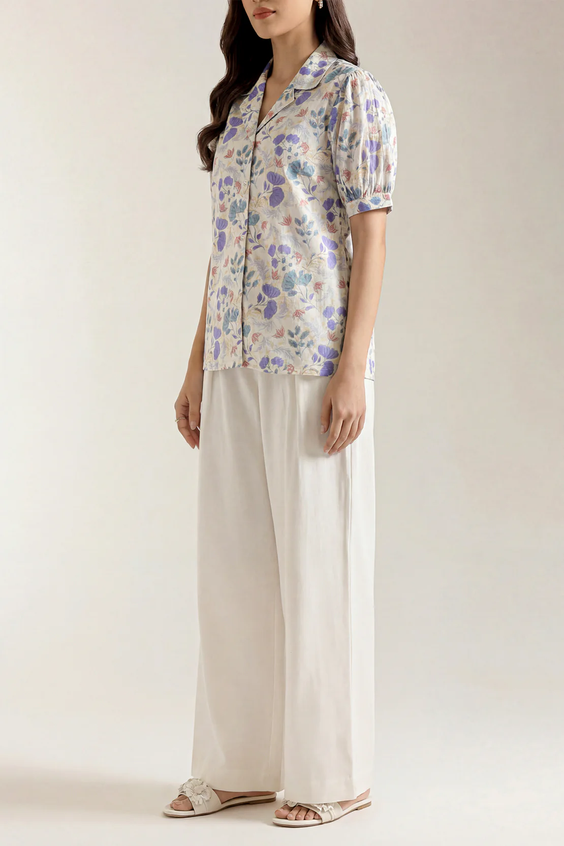Printed Cotton Tencel Stitched Shirt - Image 3