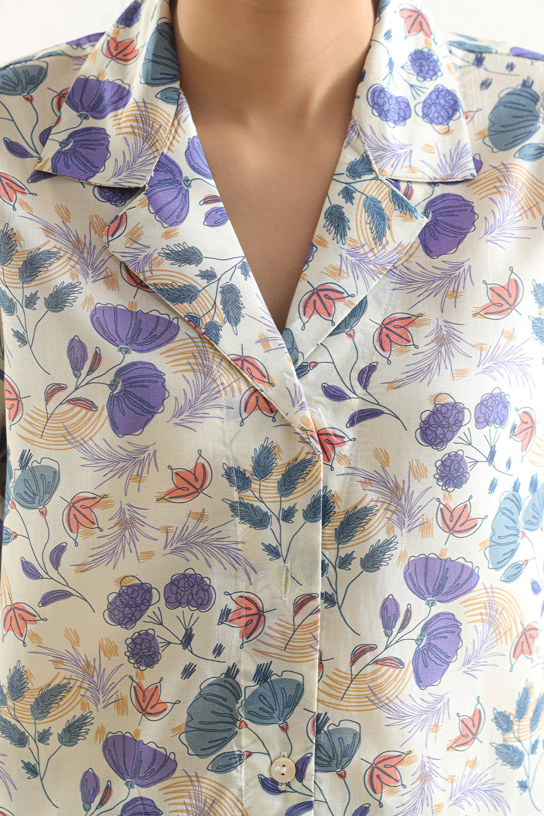 Printed Cotton Tencel Stitched Shirt - Image 5