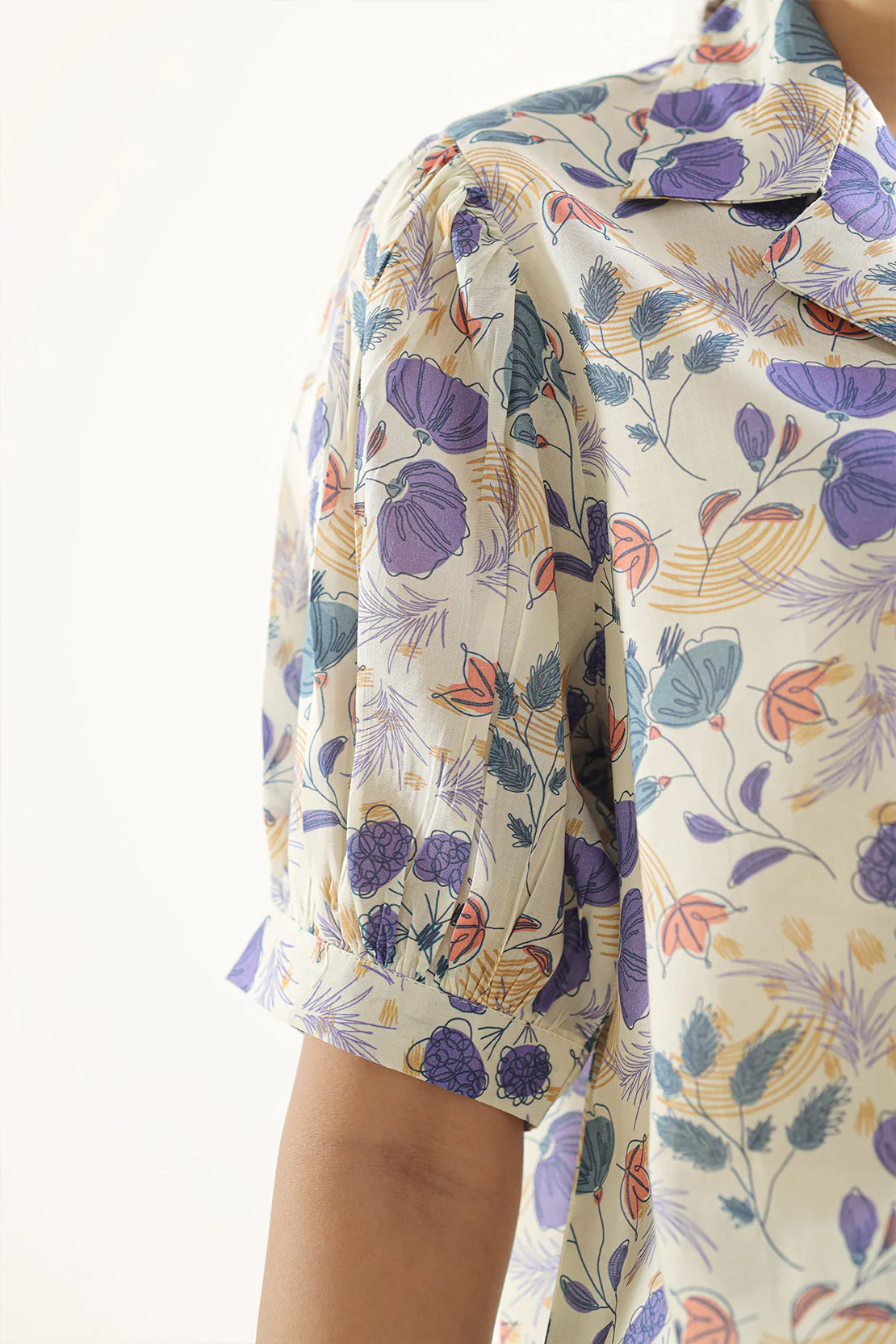 Printed Cotton Tencel Stitched Shirt - Image 6