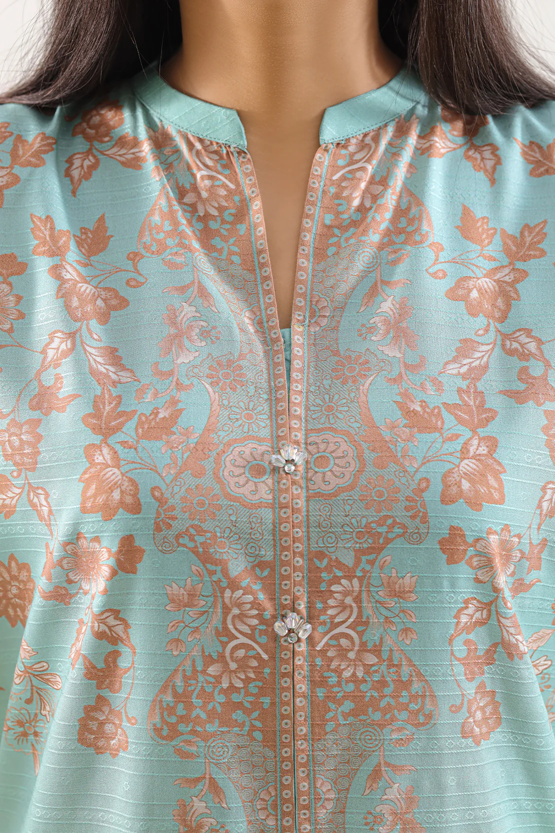 Printed Cotton Viscose Jacquard Stitched 2 Piece (Shirt/Trouser) - Image 3