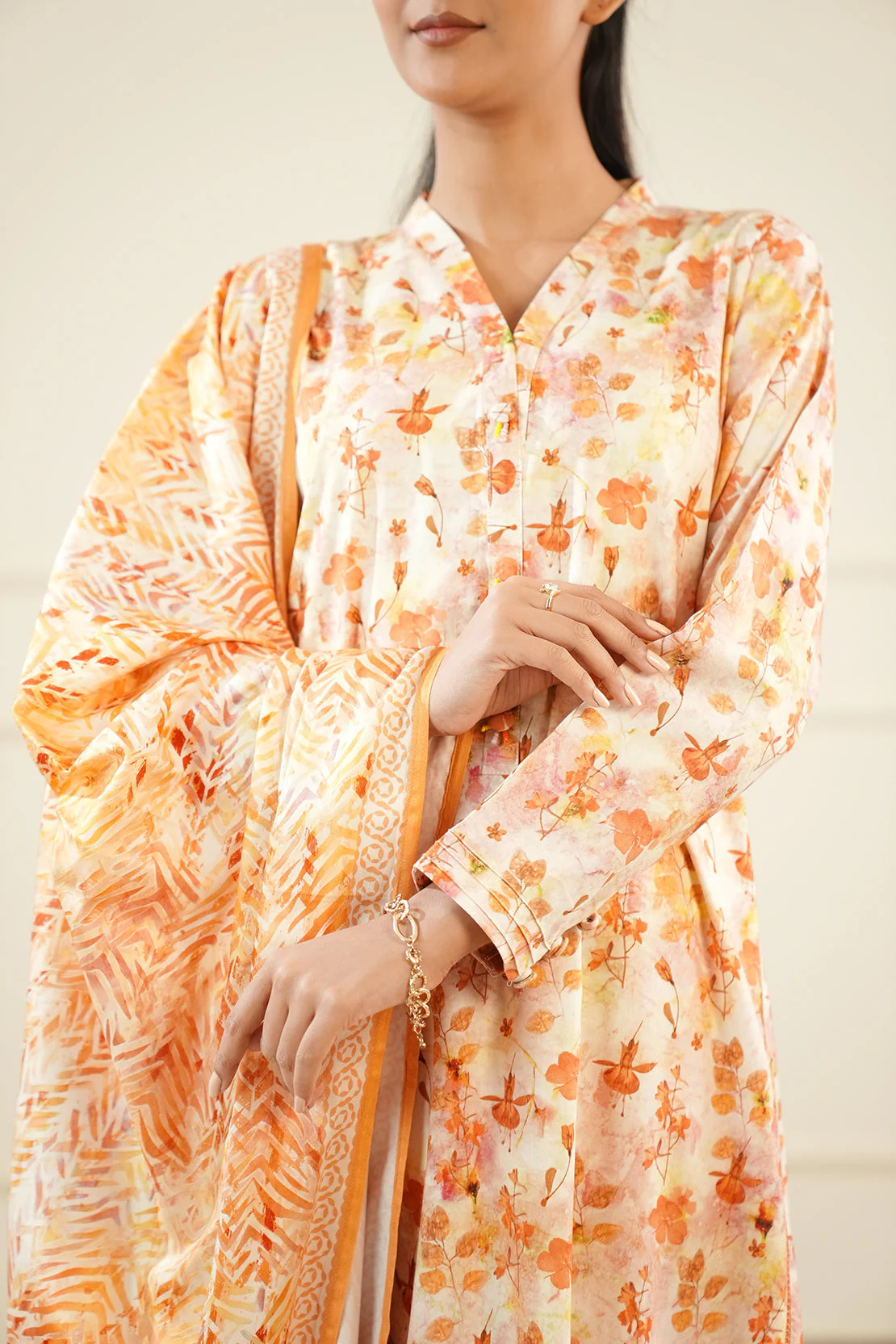 Printed Cotton Viscose Stitched 2 Piece (Shirt/Dupatta)