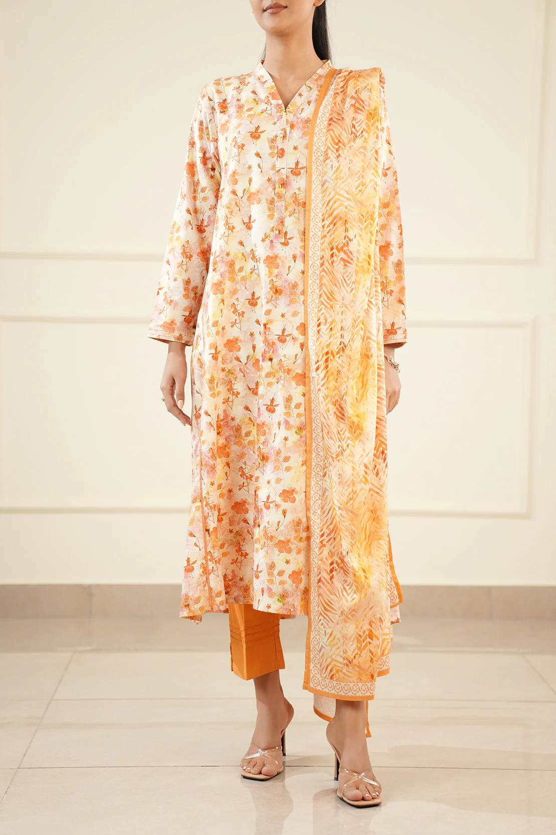 Printed Cotton Viscose Stitched 2 Piece (Shirt/Dupatta) - Image 2