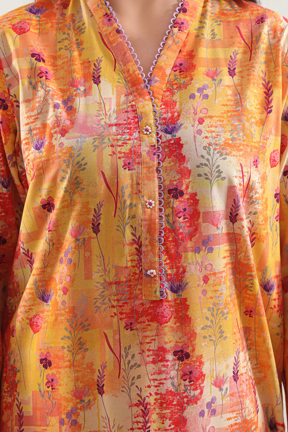 Printed Cotton Viscose Stitched 2 Piece (Shirt/Dupatta) - Image 4