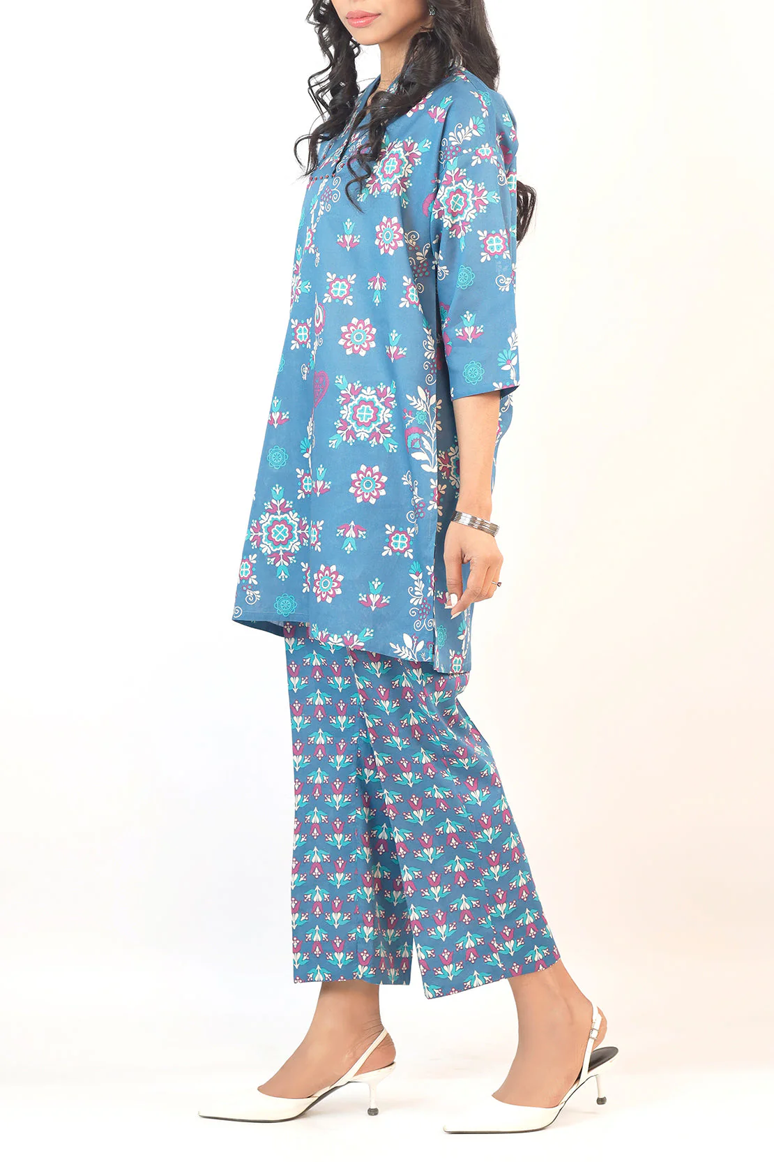 Printed Cotton Viscose Stitched 2 Piece (Shirt/Trouser) - Image 2