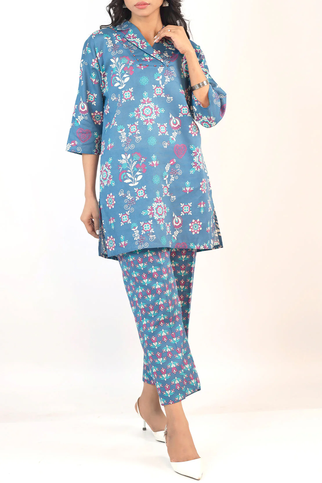 Printed Cotton Viscose Stitched 2 Piece (Shirt/Trouser) - Image 4