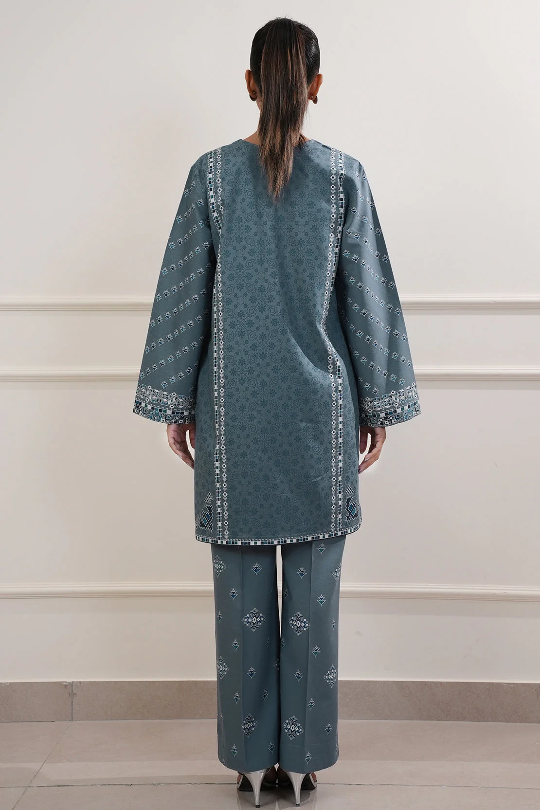 Printed Cotton Viscose Stitched 2 Piece (Shirt/Trouser) - Image 5